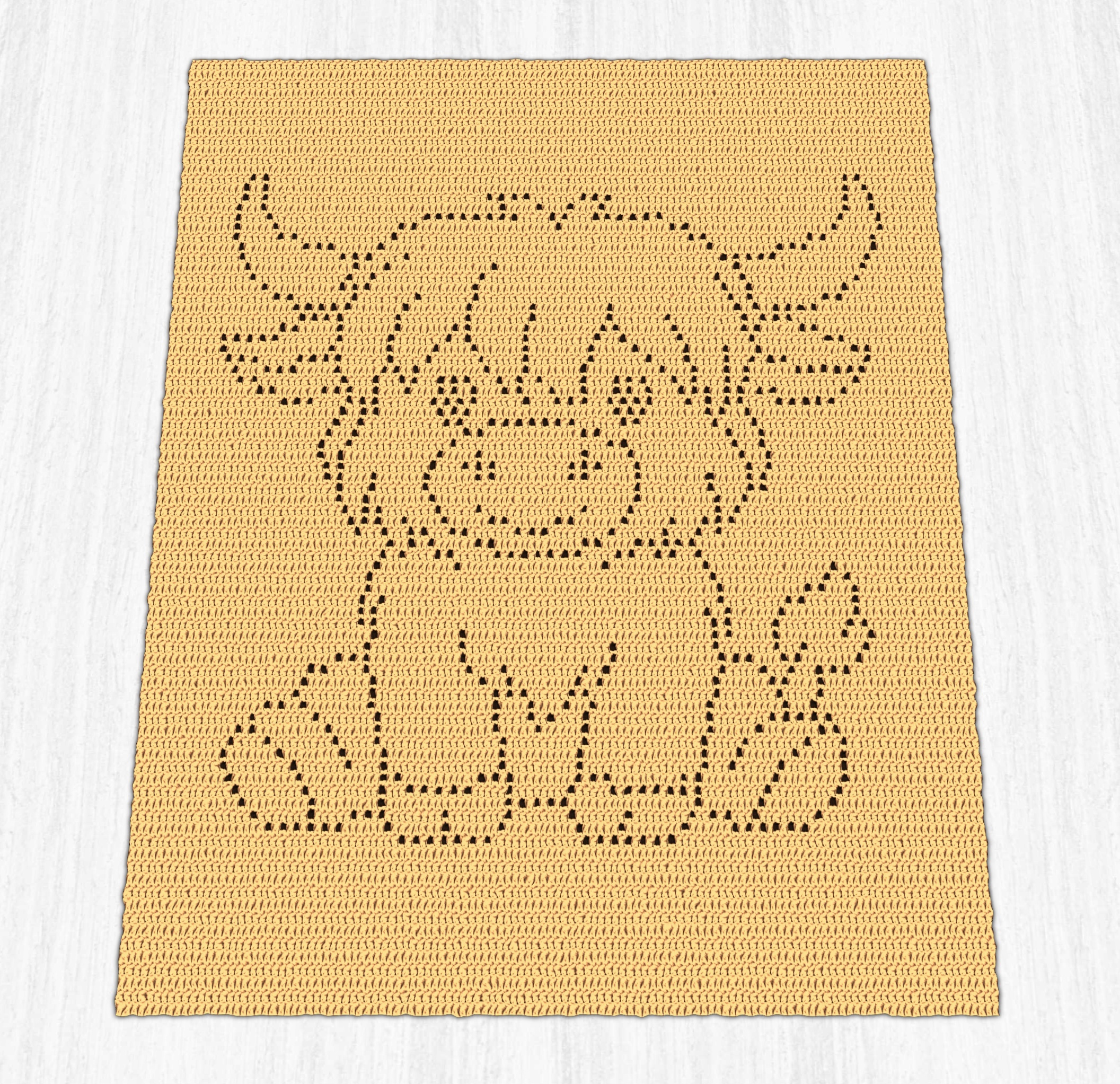 Highland Cow filet crochet blanket pattern