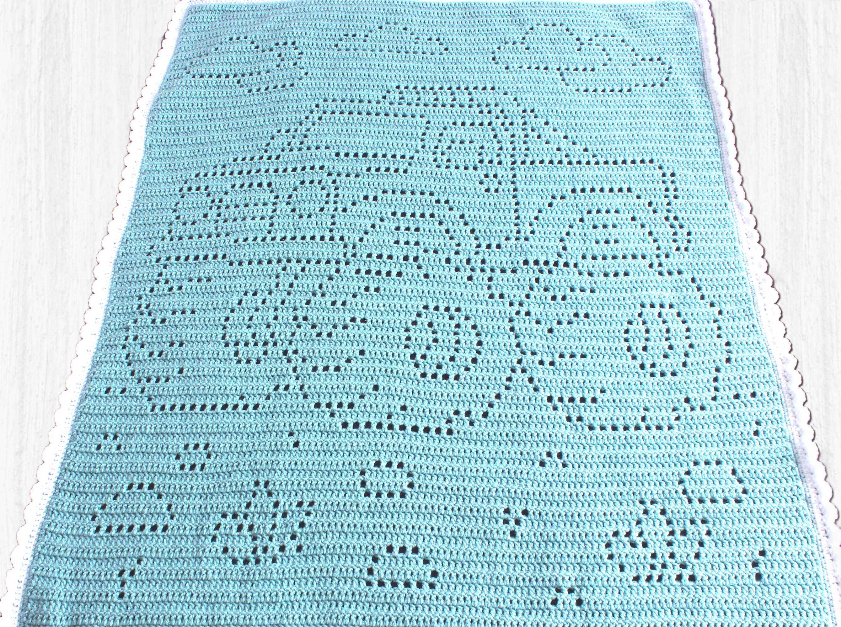 Monster Truck filet crochet blanket pattern